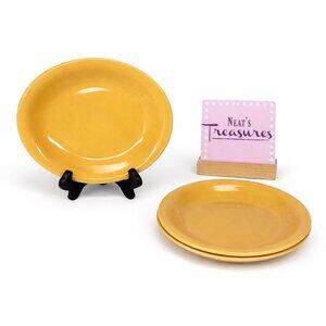 Housewares International CULINARY COLORS Solid Yellow Ceramic Salad Plates Set 3